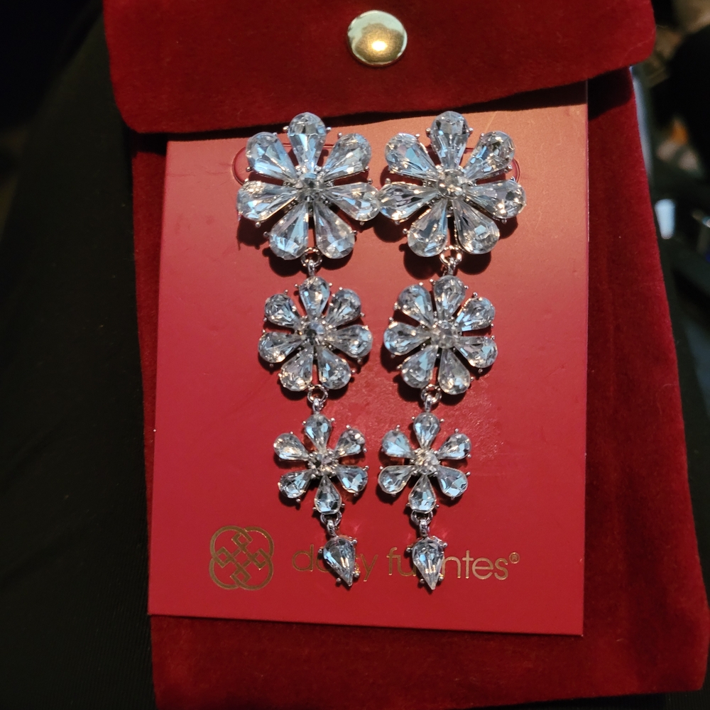 Daisy Fuentes Crystal Silver Earrings